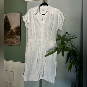 Vintage 80’s Evan Picone White Button Down Dress with Pockets Size 8